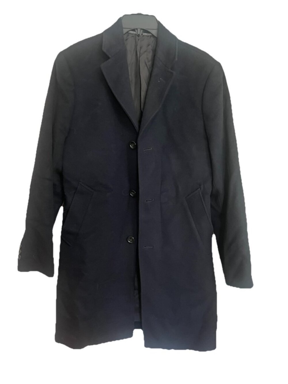 J. Crew Black Wool Cashmere Overcoat Single Breasted Coat 34S Long Jacket